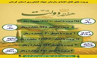 پروژه های قابل افتتاح سازمان جهاد کشاورزی استان کرمان در هفته دولت