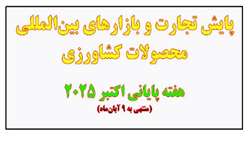 انتشار پایش تجارت و بازارهای بین‌المللی محصولات کشاورزی هفته پایانی اکتبر 2025 (منتهی به 9 آبان‌ماه)
