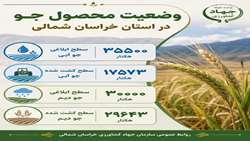 وضعیت، کشت جو در اراضی دیم و آبی استان خراسان شمالی در سال زراعی جاری