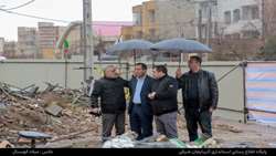 بازدید معاون توسعه مدیریت و منابع استانداری آذربایجان شرقی از ساختمان تخریب‌شده‌ پژوهشکده رانش‌های فضایی 