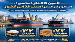 تقویت ذخایر راهبردی کشور در شرایط حساس/ ۱۰۴ هزار تُن گندم و برنج از طریق دو کشتی وارد بندر امام (ره) 