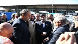 بازدید عضو کمیسیون کشاورزی مجلس شورای اسلامی و مدیرکل دفتر بازرگانی داخلی کالاهای کشاورزی از میدان میوه و تره بار بناب